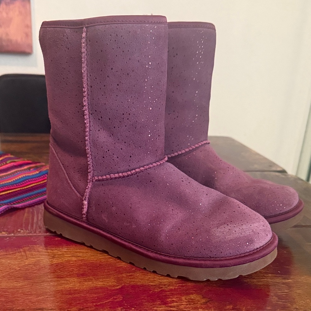 UGG Purple Suede Boots with Sparkles